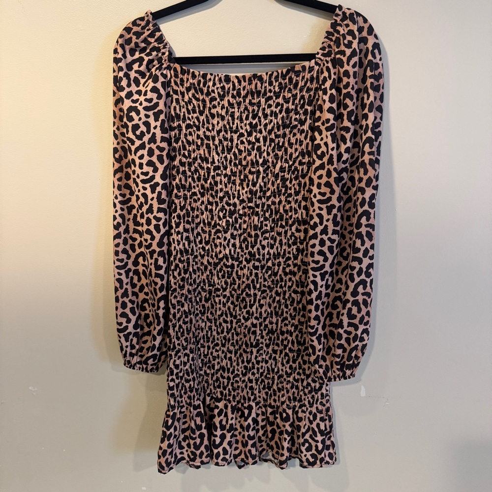 Leopard Print Long Sleeve Dress